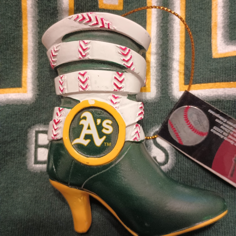 Oakland A's Christmas ornament boot